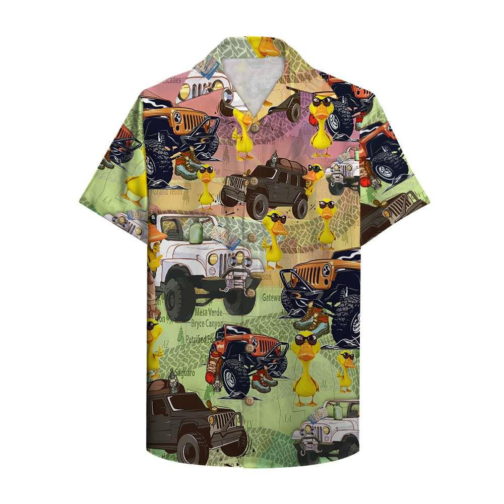 Jp Camping Car Funny Duck Wearing Sunglasses Hawaiian Shirt, Hawaiian Shirt Gift, Christmas Gift