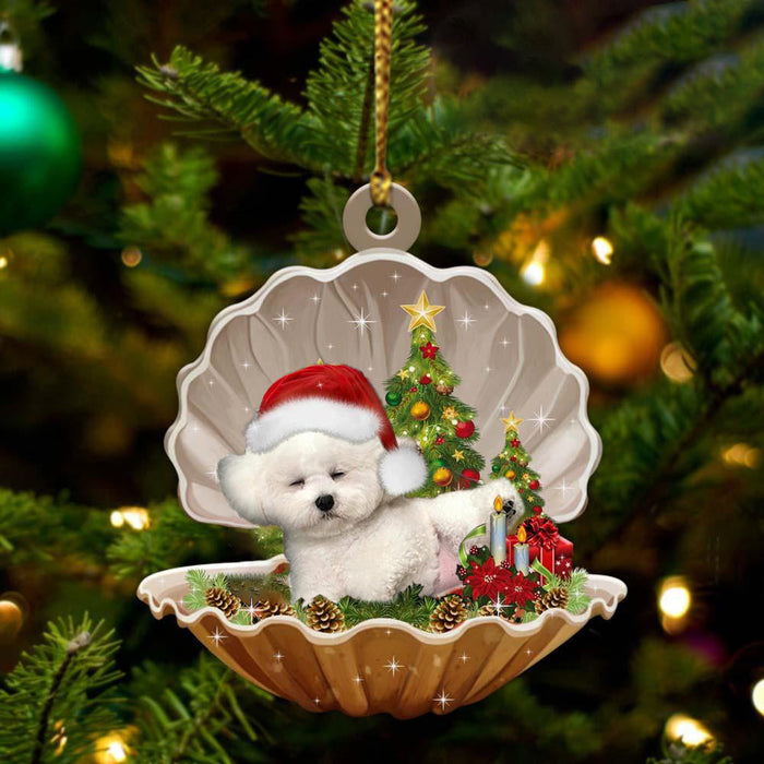 Bichon Frise-Sleeping Pearl in Christmas Two Sided Christmas Plastic Hanging Ornament, Christmas Ornament Gift, Christmas Gift, Christmas Decoration