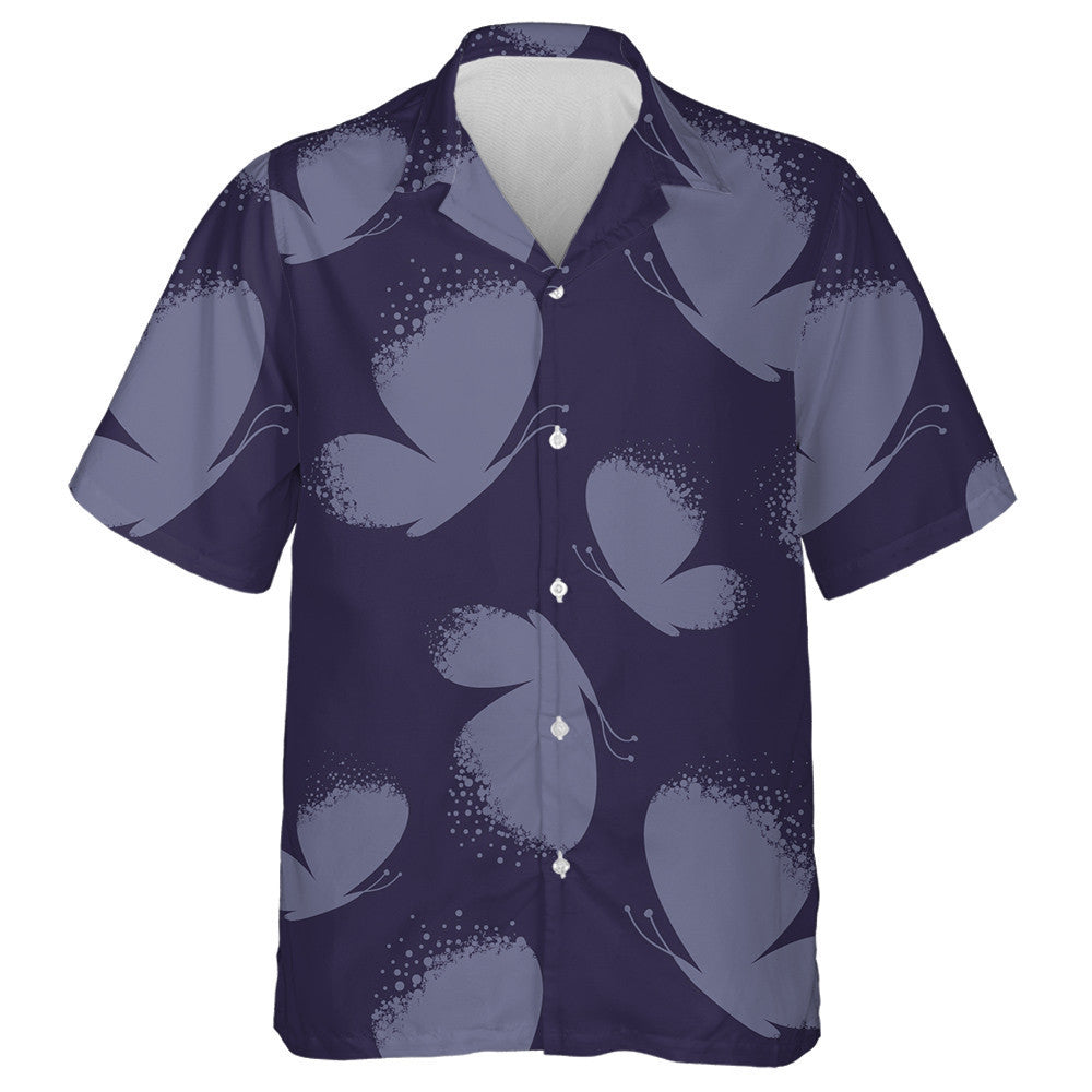 Hand Drawn Abstract Silhouette Dark Butterflies Hawaiian Shirt, Hawaiian Shirt Gift, Christmas Gift