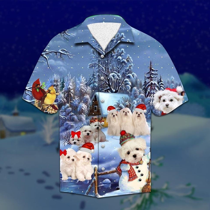 Soft White Maltese Dogs On Christmas Day Hawaiian Shirt, Hawaiian Shirt Gift, Christmas Gift