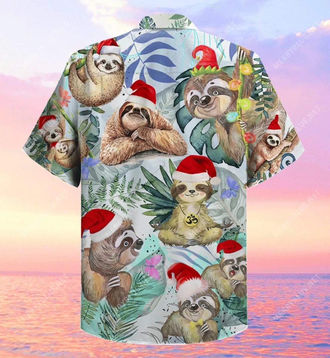 Cute Sloth In Forest And Christmas Vintage Style Design Hawaiian Shirt, Hawaiian Shirt Gift, Christmas Gift