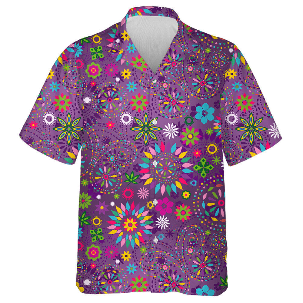 Theme Mystical Butterfly And Violet Floral Circles Hawaiian Shirt, Hawaiian Shirt Gift, Christmas Gift