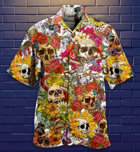 Skull Day Of The Dead Flower Hawaiian Shirt,Hawaiian Shirt Gift, Christmas Gift