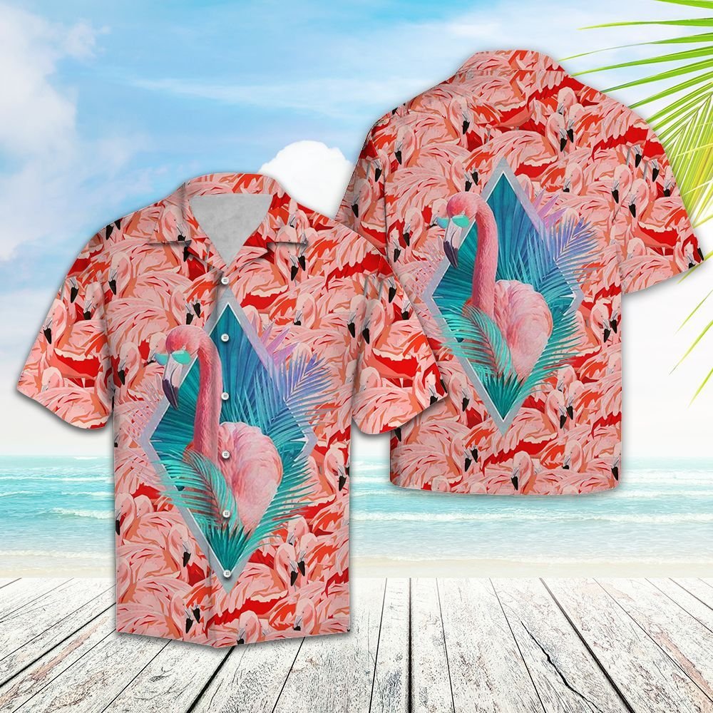 Cute Flamingo Hawaiian Shirt, Hwaiian For Gift