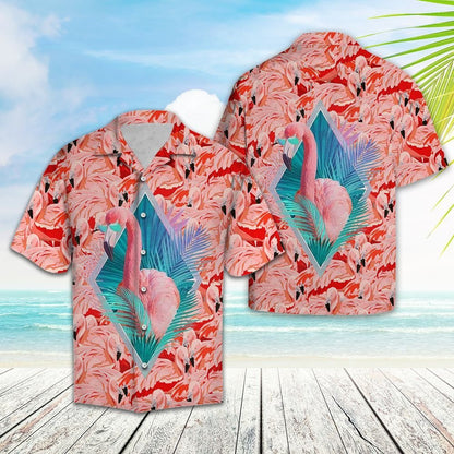 Cute Flamingo Hawaiian Shirt, Hwaiian For Gift