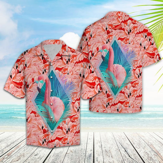 Cute Flamingo Hawaiian Shirt, Hwaiian For Gift
