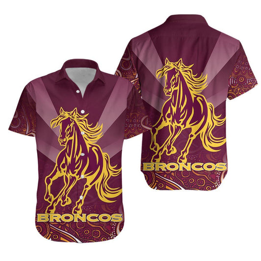 Brisbane Broncos Indigenous Hawaiian Aloha Shirt Th5 Hawaiian Shorts Beach Short Sleeve,Hawaiian Shirt Gift, Christmas Gift