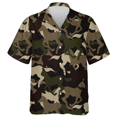 Beautiful Camouflage Horse Silhouette Military Backgound Hawaiian Shirt, Hawaiian Shirt Gift, Christmas Gift