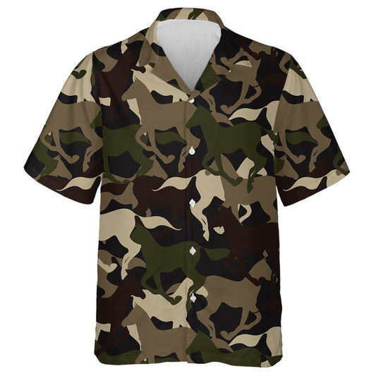 Beautiful Camouflage Horse Silhouette Military Backgound Hawaiian Shirt, Hawaiian Shirt Gift, Christmas Gift