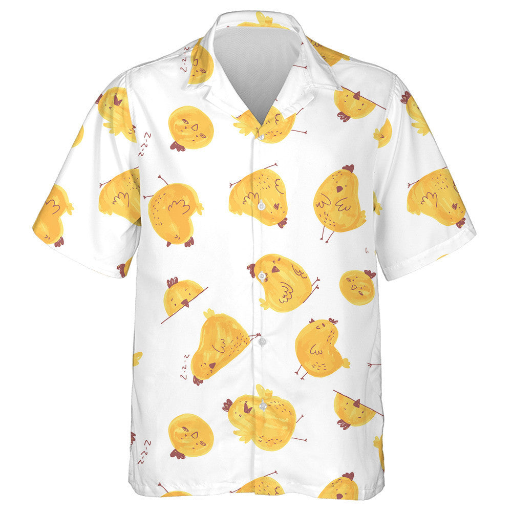 Cute Cartoon Chicken Baby On White Background Hawaiian Shirt, Hawaiian Shirt Gift, Christmas Gift