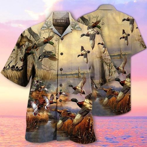 Duck Hunting Hawaiian Aloha Shirt Unisex Shorts Sleeve Colorful Hawaiian Shorts Beach Short Sleeve_Hawaiian Shirt Gift, Christmas Gift
