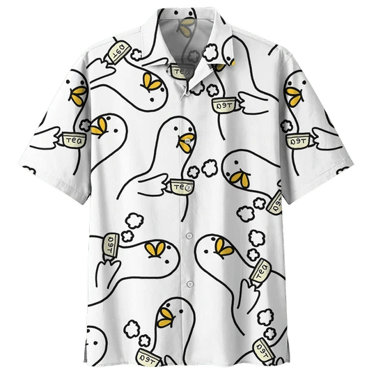 Tea And Duck Background Design Hawaiian Shirt,Hawaiian Shirt Gift, Christmas Gift