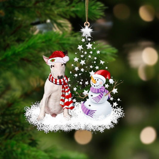 Bull Terrier-Star Tree Hanging Christmas Plastic Hanging Ornament, Happy Christmas Ornament, Christmas Gift, Christmas Decoration