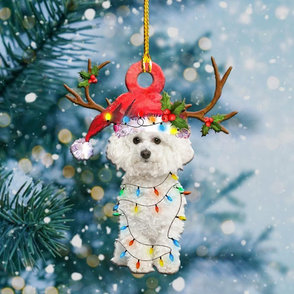 Bichon Frise Christmas Lights Shape Ornament, Christmas Ornament Gift, Christmas Gift, Christmas Decoration