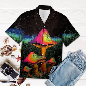 Colorful Mushroom In Dark Night Hawaiian Shirt, Hawaiian For Gift