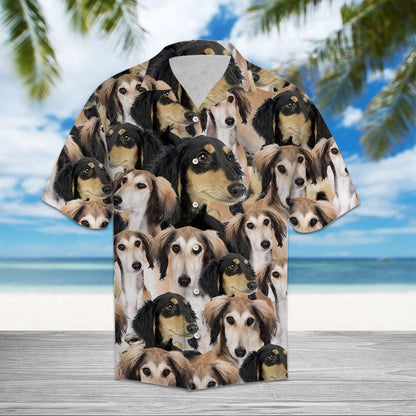Saluki Awesome Dog Group Face Themed Hawaiian Shirt,Hawaiian Shirt Gift, Christmas Gift