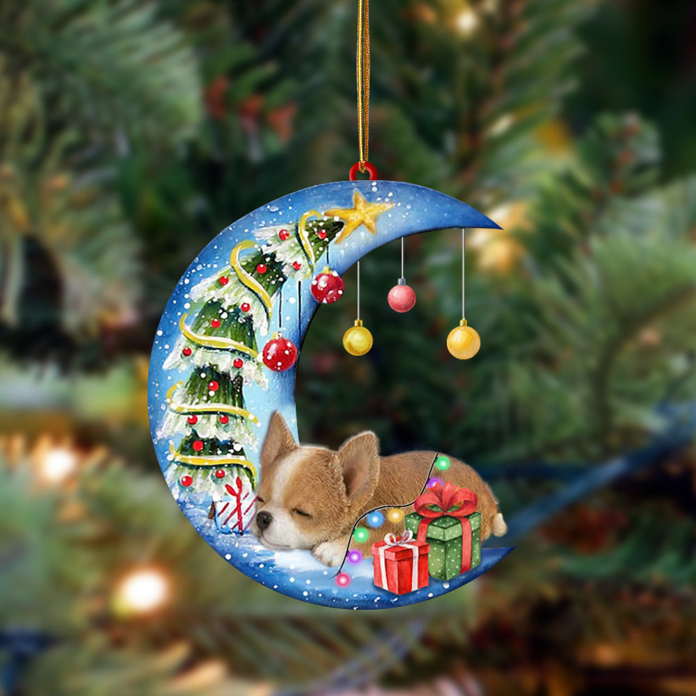 Chihuahua1-Sleep On The Moon Christmas Two Sided Christmas Plastic Hanging Ornament, Christmas Gift, Christmas Decoration