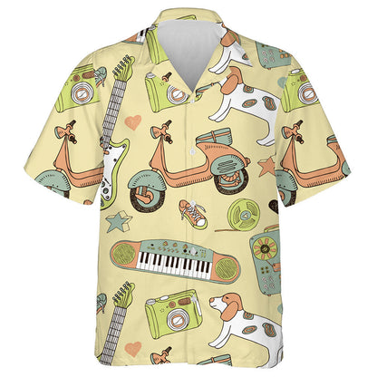 Cute Beagle Dog Guitars And Motorcycles Hawaiian Shirt,Hawaiian Shirt Gift, Christmas Gift