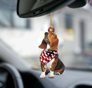 Basset hound flag basset hound lovers dog moms ornament, Christmas Ornament Gift, Christmas Gift, Christmas Decoration