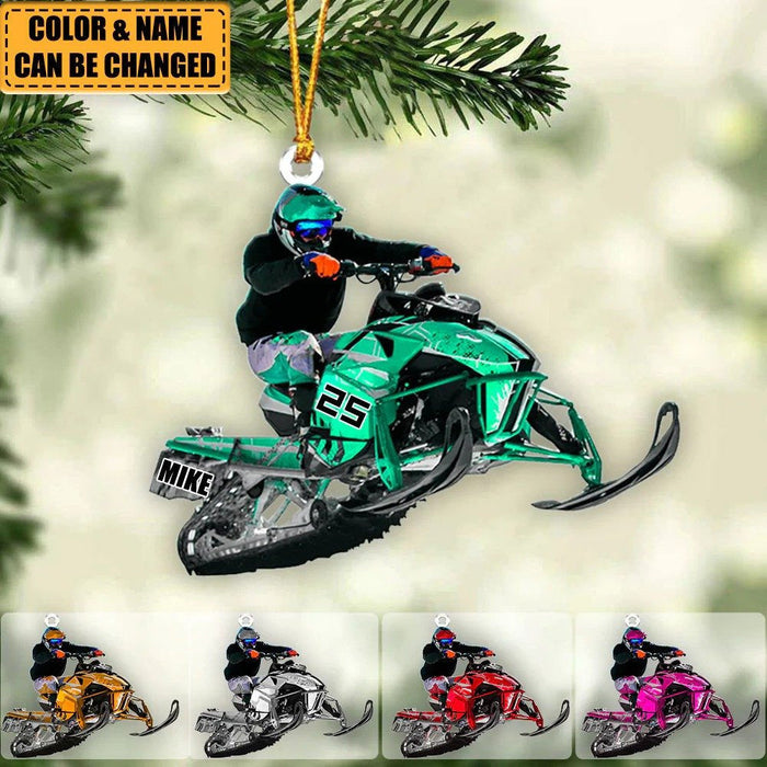 Personalized Snowmobile Rider Jumping Through Snow Christmas Ornament, Snowmobile Flat Acrylic Ornament,Christmas Gift,Christmas Decoration