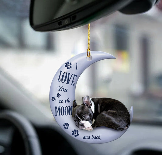 Boston Terrier Moon Back Boston Terrier Lover Dog Moms Two Sided Ornament, Christmas Gift,Christmas Decoration