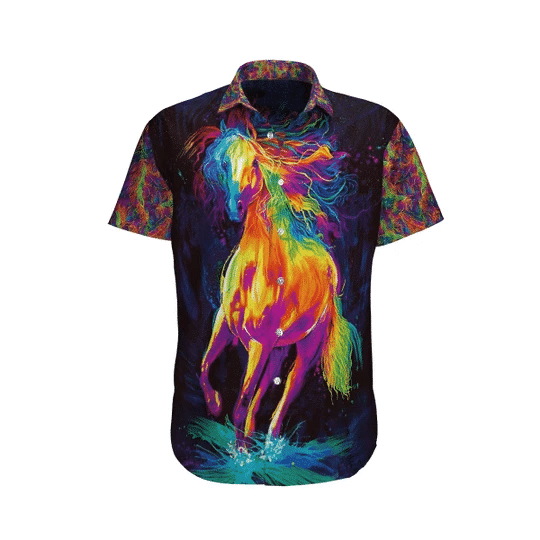 Flamboyant Horse Watercolor Design Hawaiian Shirt,Hawaiian Shirt Gift, Christmas Gift