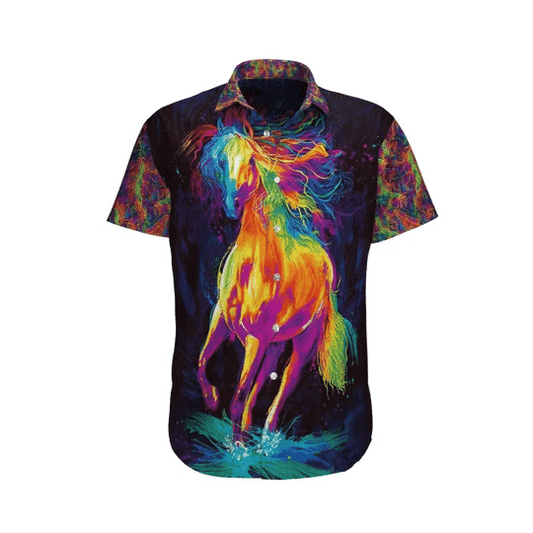 Flamboyant Horse Watercolor Design Hawaiian Shirt,Hawaiian Shirt Gift, Christmas Gift