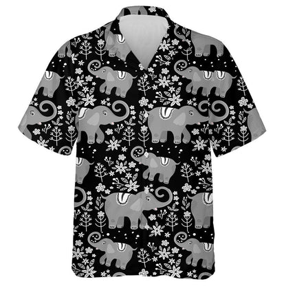 Funny Elephant And Plant On Botanical Background Hawaiian Shirt, Hawaiian Shirt Gift, Christmas Gift