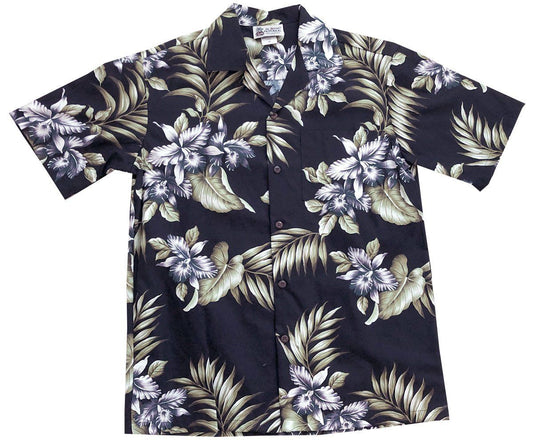 Orchid Triple Black Hawaiian Aloha Shirt Hawaiian Shorts Beach Short Sleeve, Hawaiian Shirt Gift, Christmas Gift