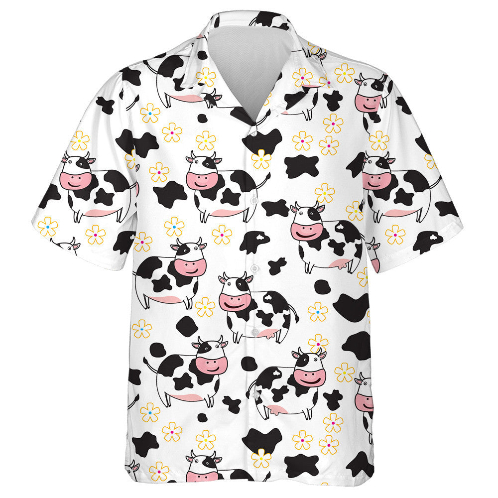 Happy Cow On A Pink Background Hawaiian Shirt, Hawaiian For Gift