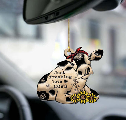 Cow freaking love cow lovers two sided ornament, Christmas Gift, Christmas Decoration