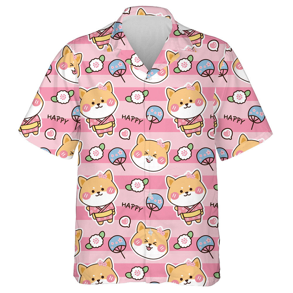 Cartún Gleoite Shiba Inu Le Cúlra Leithlisithe Bláth Léine Haváís, Bronntanas Léine Haváís, Bronntanas Nollag