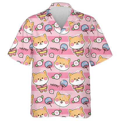 Cartún Gleoite Shiba Inu Le Cúlra Leithlisithe Bláth Léine Haváís, Bronntanas Léine Haváís, Bronntanas Nollag