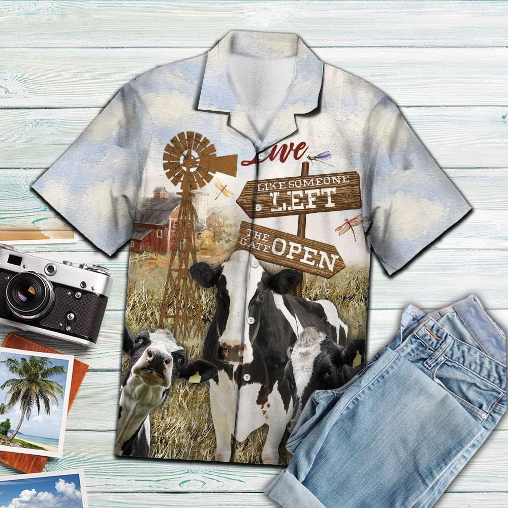 Barn And Windmill Cow In Farm Hawaiian Shirt, Hawaiian For Gift