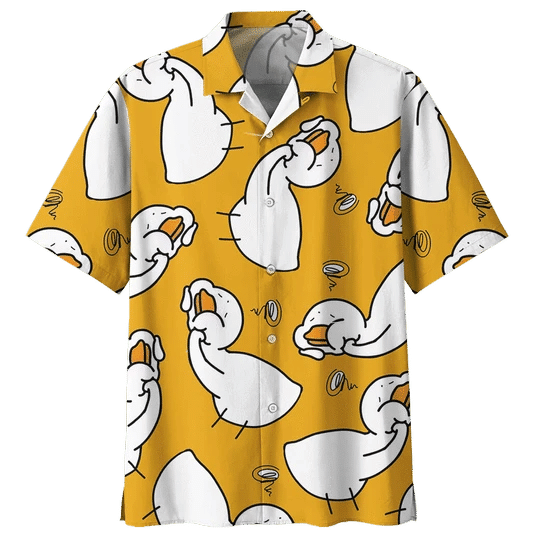 Orange Duck Background Design Hawaiian Shirt,Hawaiian Shirt Gift, Christmas Gift