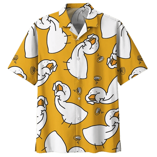 Orange Duck Background Design Hawaiian Shirt,Hawaiian Shirt Gift, Christmas Gift