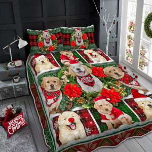Golden Retriever Dog Merry Christmas Quilt Bedding Bedroom Set Bedlinen 3D,Bedding Christmas Gift,Bedding Set Christmas