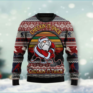 Hockey Checking It Once Checking It Twice Ugly Christmas Sweater,Christmas Ugly Sweater,Christmas Gift,Gift Christmas 2022