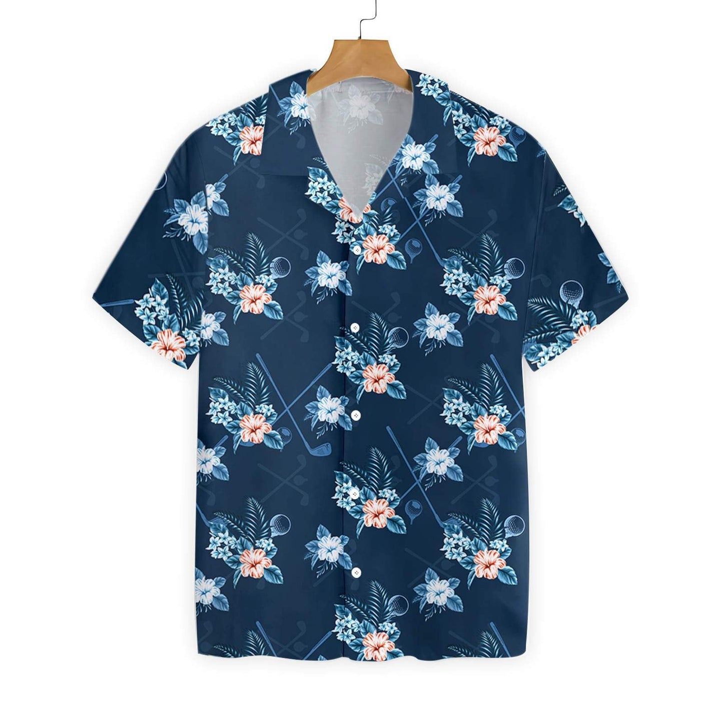 Tropical Golf 3 On Blue Background Design Hawaiian Shirt, Hawaiian Shirt Gift, Christmas Gift