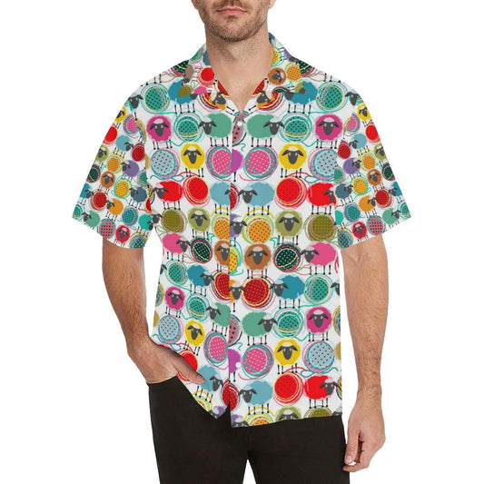 Colorful Sheep Pattern Men'S All Over Print Hawaiian Aloha Shirt, Hwaiian For Gift
