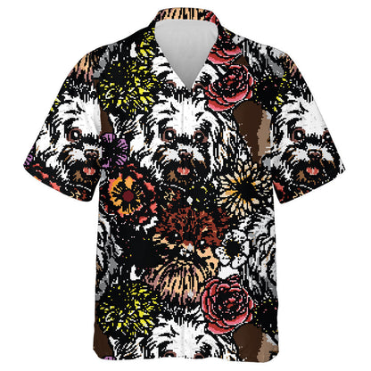 Hand Drawn Cute Dog Portrait Character Hawaiian Shirt, Hawaiian Shirt Gift, Christmas Gift