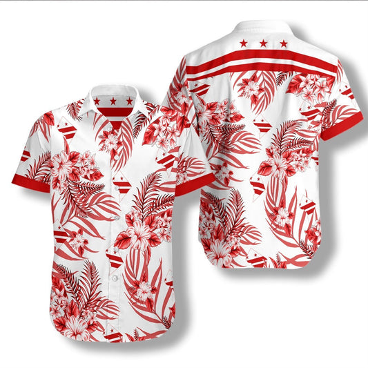 Washington D.C Crimson And White Design Hawaiian Shirt, Hwaiian For Gift