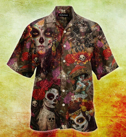Girly Skull Tattoos - Day Of The Dead Hawaiian Shirt, Hawaiian Shirt Gift, Christmas Gift
