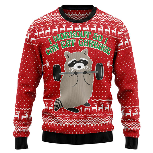 I Workout So I Can Eat Garbage Ugly Christmas Sweater,Christmas Ugly Sweater,Christmas Gift,Gift Christmas 2024