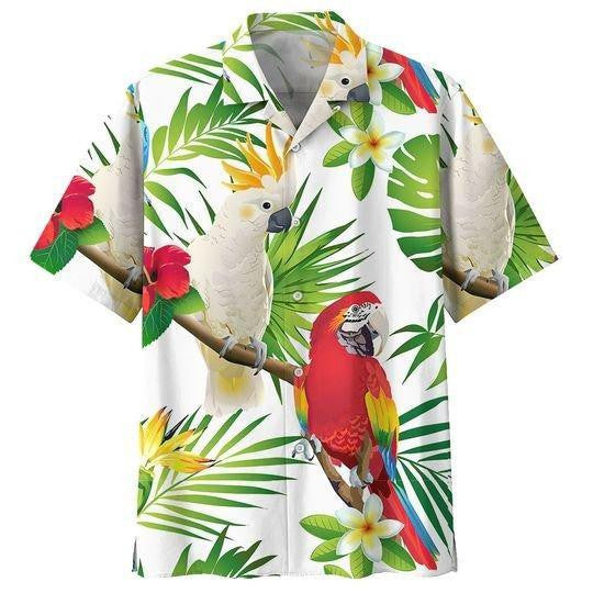 Parrot Bird On White Background Design Hawaiian Shirt,Hawaiian Shirt Gift, Christmas Gift