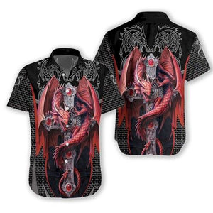 Fire Gothic Dragon Hawaiian Shirt_ Hawaiian Shirt Gift, Christmas Gift