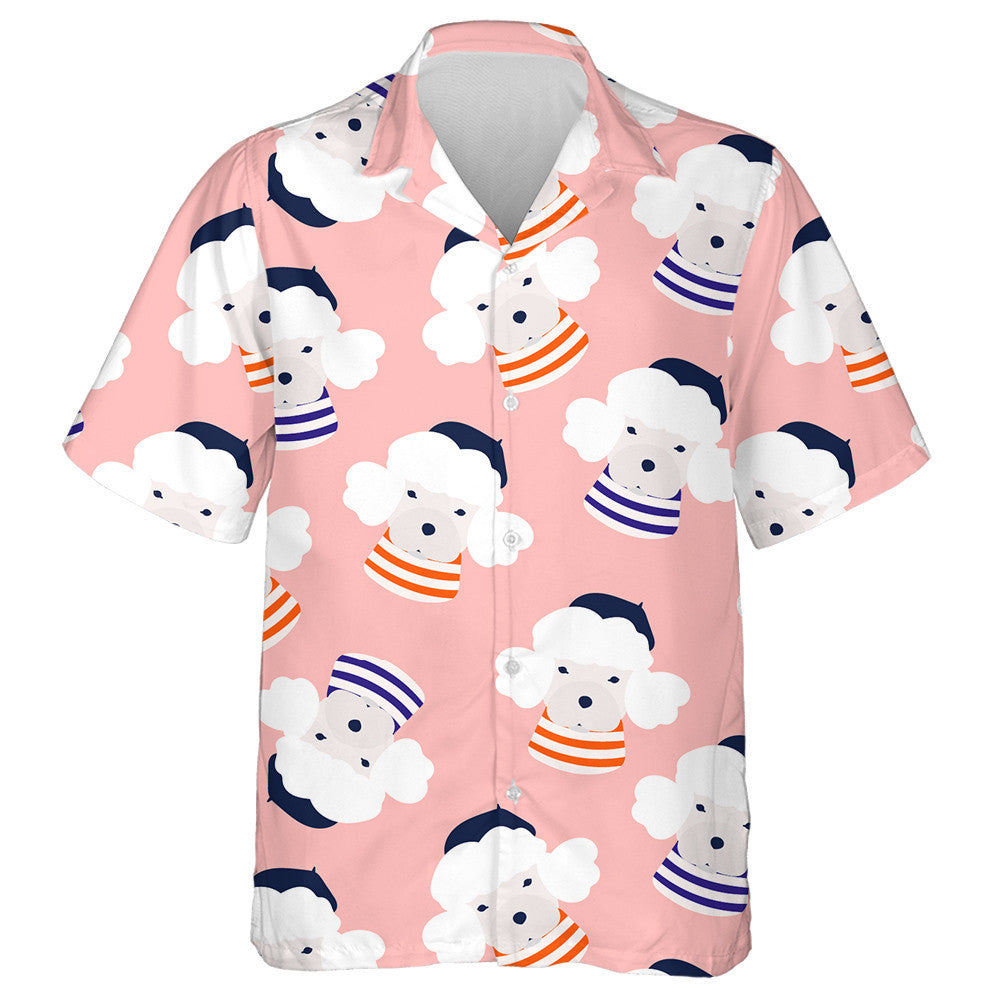 Poodle Dog Little Puppy With Barret Hat And Striped Shirt Hawaiian Shirt,Hawaiian Shirt Gift, Christmas Gift
