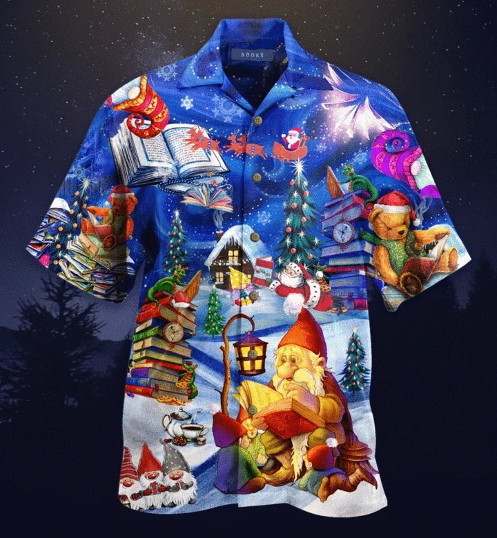 Lovely Reading Book On Christmas Hawaiian Shirt,Hawaiian Shirt Gift, Christmas Gift
