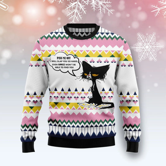 Black Cat Piss Me Off Ugly Christmas Sweater , Christmas Ugly Sweater,Christmas Gift,Gift Christmas 2024