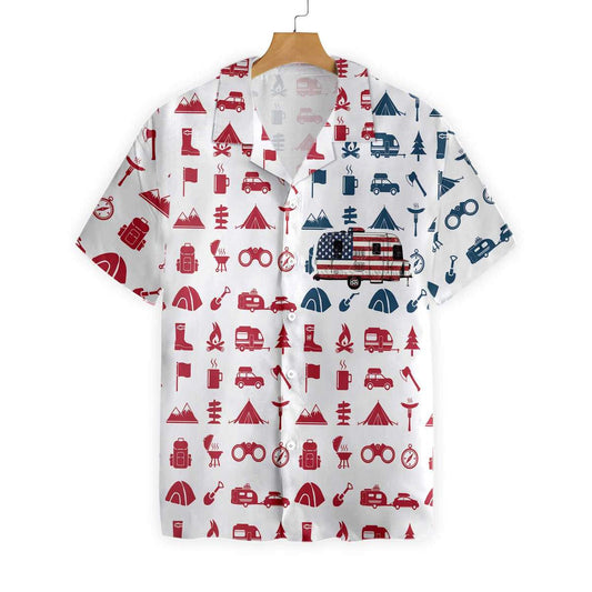 Campervan American Flag Hawaiian Shirt _ Hawaiian Shirts -Hawaiian Shirt Gift, Christmas Gift